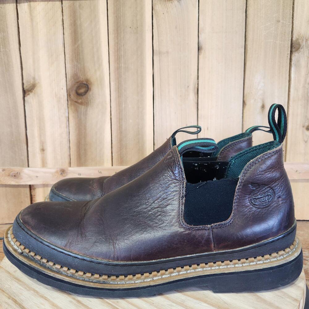 Georgia Giant Romeo Boots Mens 14 Brown Leather Pull On Non Slip Workwear